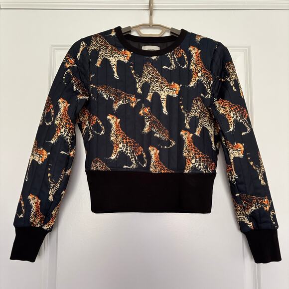 Urban Outfitters Leopard Animal Novelty All Over Print AOP quilted sweatshirt - Picture 3 of 10
